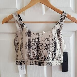 NWT Mono B Women's Size Small Beige Black Viper Snake Triple Strap Bra